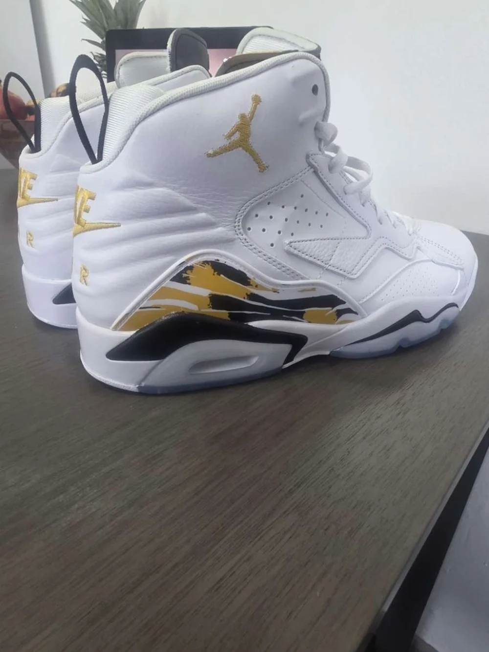 Jordan Men's White, Gold & Black High-Top Sneakers